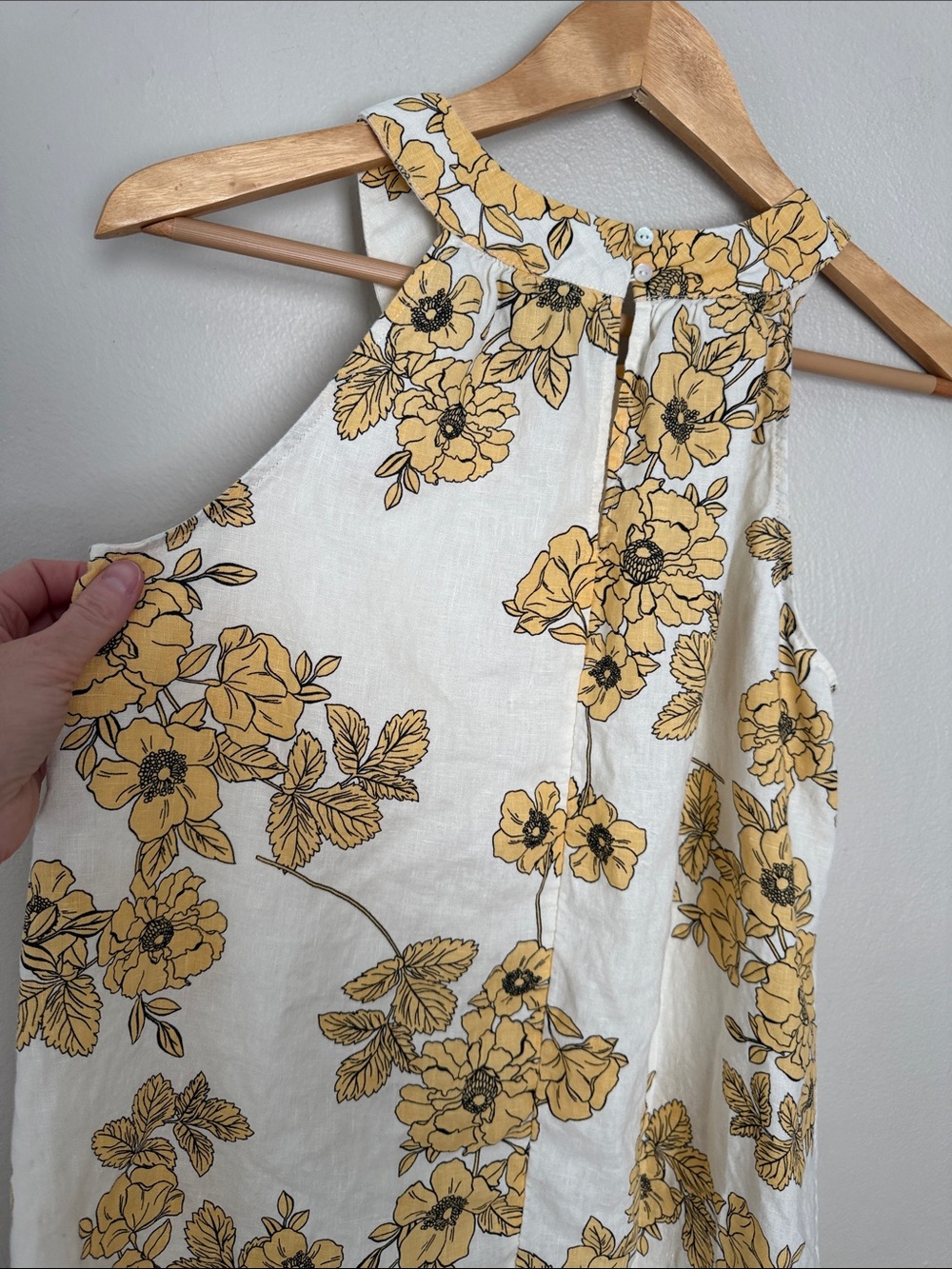 Cynthia Rowley Cream Linen Dress with Yellow Floral Print XS - Picture 6 of 7